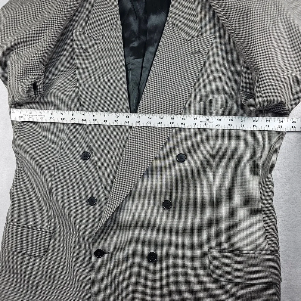 Vtg Joseph Abboud Suit Double Breasted Peak 48 XLong 36x34 Houndstooth 100% Wool